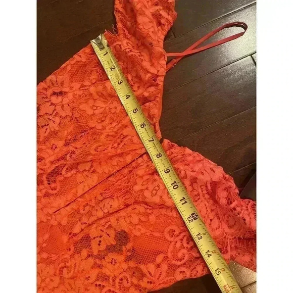 Revolve NBD NAVEN Mini Dress M Allie Red Lace Semi Sheer Cocktail Sexy Bustier - Picture 6 of 10